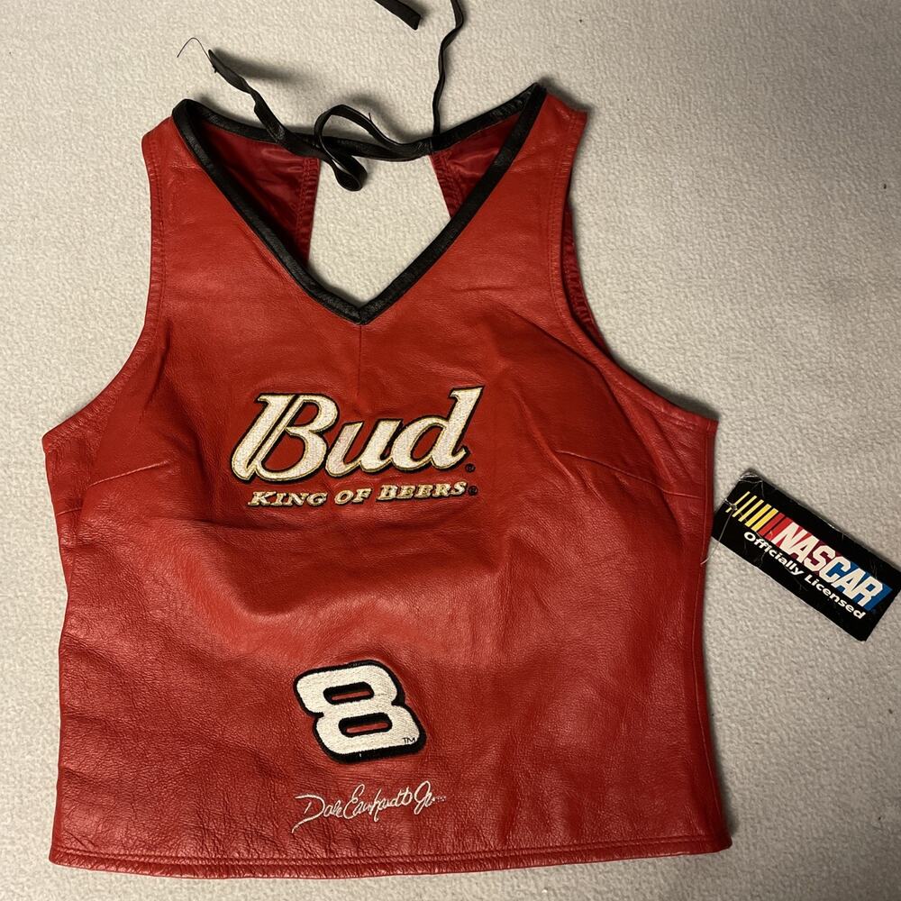Vtg Dale Earnhardt Jr 8 Budweiser Genuine Leather Halter Top Vest NWT Y2K M